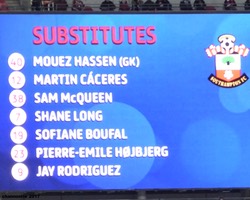 <h4>Saints Substitutes</h4>These were the Saints players on the bench