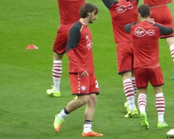 <h4>Manolo Gabbiadini</h4>Gabbiadini and others going through their pre-match warm up